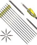 Six Piece 29 Inch 700 Spine Arrow Set With 100 Grain Removable Tips 3 Inch Turkey Feather Fletching Carbon Arrows