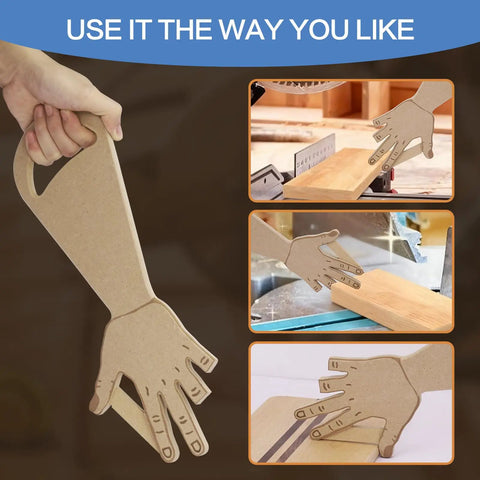 Badass Safety Mdf Table Saw Push Stick And Miter Block Grabber With Quick Release Finger Hook being used to guide wood safely.