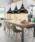 Sick Matte Black Industrial Pendant Lights Duo For Kitchen Island And Dining Room Farmhouse Vintage Hanging Ceiling Lamps 2 Pack over table