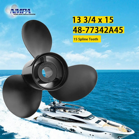Aluminum Outboard Propeller Upgrade For Mercury 40HP To 125HP, 15 Spline, Right Hand Rotation, 13 3/4 Inch Diameter