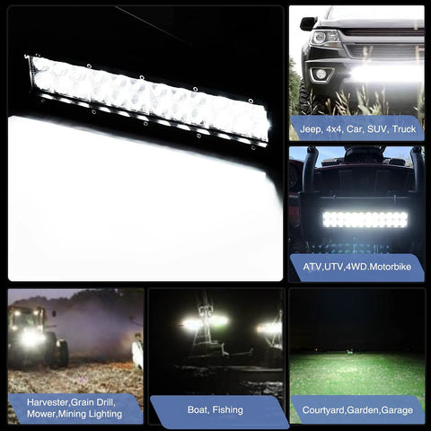12 Inch 72W LED Light Bar Kit With 2 Pack 4 Inch 18W LED Pods Off Road Wiring Harness 16AWG 3 Leads For Truck SUV ATV UTV Golf Cart Boat With 2 Years Warranty on off-road vehicles