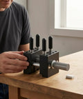 Ultimate Compact Handheld Metal Vise With Knurled Knob For Tight Clamping And Precision Work On Delicate Mini Projects in use on a workbench.