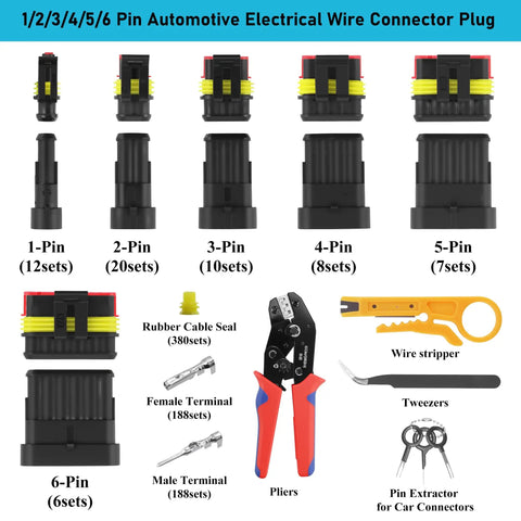 All In One Waterproof Automotive Wire Connector Kit With Ratcheting Crimp Tool 1014 Pcs 63 Sets Weather Pack Sealed Electrical Plugs