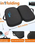 Sojoy Gel Comfort Foldable Seat Cushion With Memory Foam for Tailbone Support, 15x18.5 inches, portable black design.