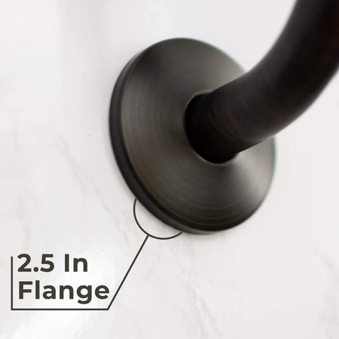 2.5 inch flange of 16 Inch Shower Head Extension Arm With High Arc Curve And Hook Design In Oil Rubbed Bronze, Extends Reach 16 Inches And Raises Head 5 Inches For Taller Installations Or Low Pipe Connections, Perfect Immersive Rainfall Shower Experience
