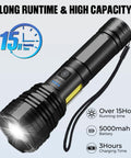 Rechargeable LED Flashlight 2 Pack Ultra Bright 99,000 Lumens Handheld Waterproof Flashlights with long battery life and 5000mAh capacity