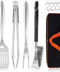 Heavy Duty Stainless Steel Grilling Utensil Set 18 Inch With Carry Bag For Outdoor Cooking And Camping Spatula Tongs Meat Fork Basting Brush Cleaning Brush A Great Gift For Men Grill Master Approved