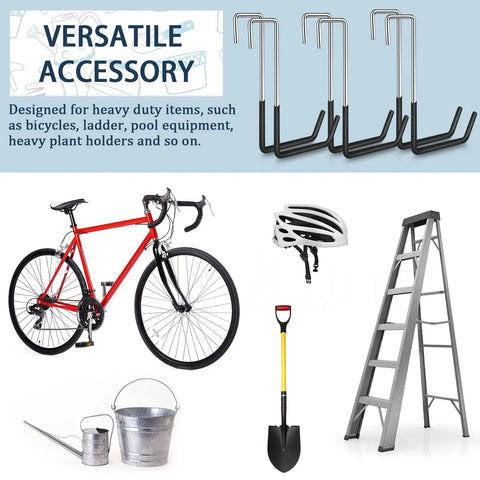 Six Pack Heavy Duty Rafter Hooks For Hanging Vinyl Coated Large S Hooks For Ladders, Bikes And Garage Storage Organizer Black