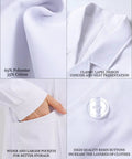 Customizable Lab Coat For Men And Women, Personalize With Icon, Name, And Photo, Unisex Medical Coat With Long Sleeves, Durable 65/35 Polyester Cotton, Stain Resistant, Easy Care And All Day Comfort featuring classic lapel, resin buttons, and large pockets.