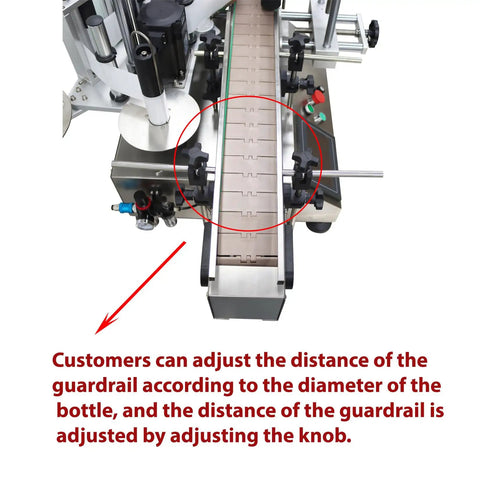Adjustment mechanism of Fully Automatic Round Bottle Labeling Machine With Smooth Operator Touch Interface for precise bottle fitting.