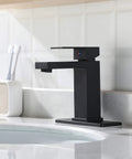 Brass Single-Handle Bathroom Sink Faucet With Escutcheon, Pop Up Drain, And Water Supply Hoses, Matte Black Finish