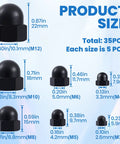 35Pcs Thread Cap Hex Knob Set Black M3 To M12 Carbon Steel Ball Lamp Decoration And Light Fixture Fastening Nuts size chart
