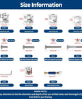 Must Have 121 Piece Furniture Hardware Kit With Cam Lock Fasteners, Bed Frame Bolts M6x20/40/60/80, Barrel Nuts, size chart