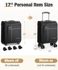 Underseat Carry On Luggage That Feels Like A Pro Airline Approved Softside Case With Removable Wheels 17 Inch Black Travel Bag
