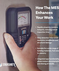 Pinless Moisture Meter For Wood, Drywall And Building Materials With Dual Depth Readings, Non Destructive Measure, Large Analog Display And Optional Moisture Alarm Tone For Quick, Reliable Checks used on wall
