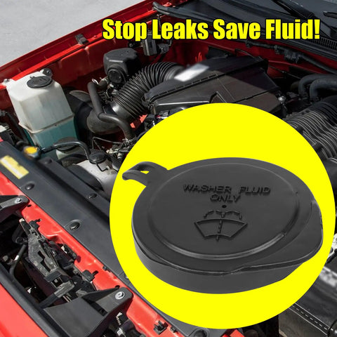 Washer Fluid Reservoir Cap Replacement For Toyota Sequoia Tacoma And Tundra Direct Fit OEM Quality Replacement Cap With Secure Leak Proof Seal No Fuss Install Restores Proper Function And Prevents Spills 85316-0C060 853160C060 shown uninstalled next to engine bay.