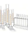 Six Piece Glass Graduated Cylinder Set With Rack 5Ml To 250Ml Clear Lab Tubes For Chemistry Projects Home Science Lab DIY