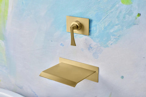 High Flow Wall Mount Tub Filler With Single Lever Large Waterfall Spout CUPC Certified Pressure Balance Rough In Valve Included