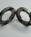 40mm Flat Burr Blade For Electric Espresso Grinders Replacement Part In Stainless Steel, showing side view with grooved details.