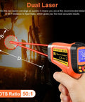 Infrared Temp Gun With 50 to 1 Distance Ratio Measures Minus 58F To 2732F Laser Temperature Tool with dual laser aiming