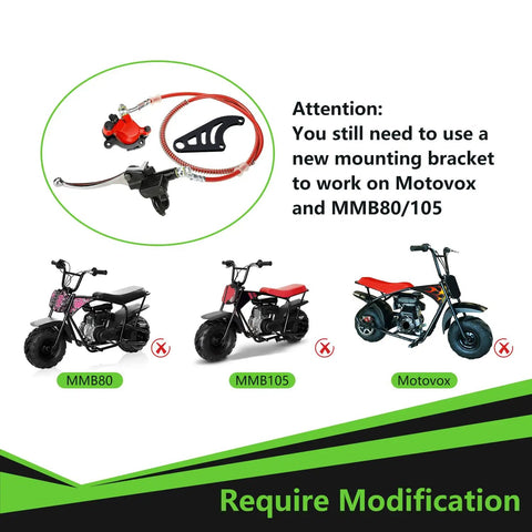 Upgraded Mini Bike Hydraulic Brake Kit With Rear Caliper Mounting Bracket Adapter For Coleman CT100U Mini Bike installation guide