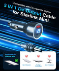 Heavy Duty Portable DC Power Cable And Cigarette Lighter Adapter Delivering Trail Tested 12V To 48V Car Charger Compatible With Starlink Mini System Offering Usb C Pd 140W And Usb A Qc 35W Ports For Trucks And RVs with display port.