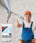 Heavy Duty Concrete Crack Repair Adhesive Filler For Driveways And Patios Self Leveling Waterproof Sealer With Pro Grade Elasticity Quick Set For Pros Grey 500g shown with worker and cracked surface