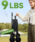 Person holding a folded Heavy Duty Folding Wagon Cart With Wheels, Collapsible Utility Wagon For Gear, 220 Lb Capacity in one hand