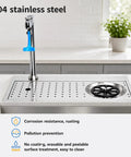 Heavy Duty 304 Stainless Steel Glass Rinser And Cup Washer For Bars Featuring Built In Recessed Sink Mount with multi angle spray and drainage.