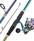 Two Piece Spinning Rod And Reel Combo, Colorful Portable Lightweight Fishing Kit With Smooth Stainless Guides For Freshwater And Saltwater