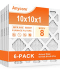 Six Pack 10x10x1 Air Filter Pleated MERV 8 For Home And Office HVAC Systems Fits Most Furnaces And AC Units Easy Install