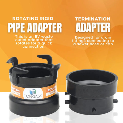 Combo Pack RV Sewer Hose Fitting Adapter To PVC And Bayonet Connection Kit Rotating Rigid Pipe Adapter 3 Inch Hub Bayonet Hooks