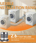 Magnetic Dryer Vent Connector Kit with Airtight Seal shown with 2.6 ft duct connecting washers.