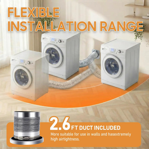 Magnetic Dryer Vent Connector Kit with Airtight Seal shown with 2.6 ft duct connecting washers.