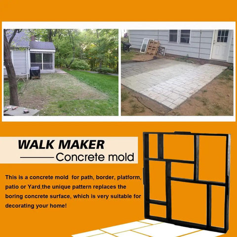 Plus Size 20 By 20 Inch Concrete Path Maker Mold Reusable Walk Maker Stepping Stone Paver shown with completed patio