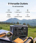 Portable Power Station With 268Wh LiFePO4 Battery Solar Generator Featuring Two 600W AC Outlets for outdoor use