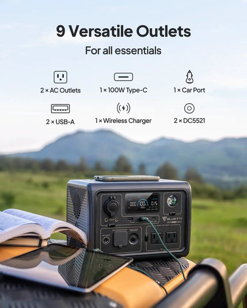 Portable Power Station With 268Wh LiFePO4 Battery Solar Generator Featuring Two 600W AC Outlets for outdoor use