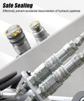 90 Degree Elbow Kit for Hydraulic Quick Connects, 1/2 in Body Size, 3/8 in JIC Male Threads, close-up of flat face coupling.