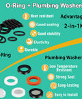 32 Size 705 Piece Plumbing Washers And O Ring Kit 2 In 1 Rubber Gasket Assortment with features overview