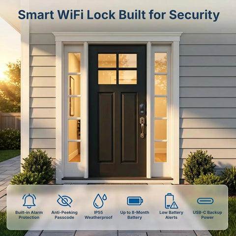 Slick WiFi Enabled Smart Deadbolt With Built In App Control Fingerprint Scanner For Front Doors No Hub Required Hassle Free Install Auto Relock Touchscreen Keypad Gives You Total Peace Of Mind