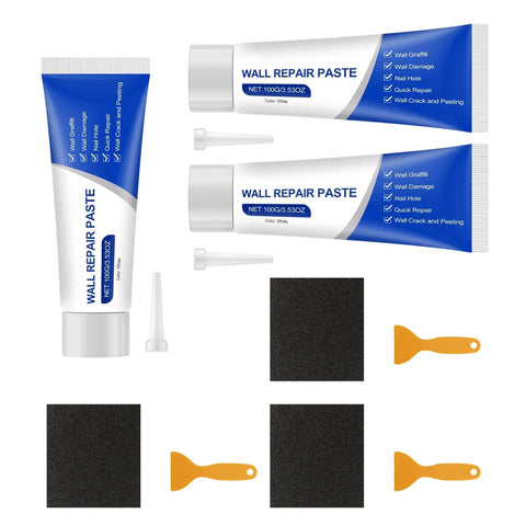 DIY Friendly All In One Drywall Repair Kit With Patches Spackle Sanding Paper And Scraper For Fast Setting Wall Mending Paste