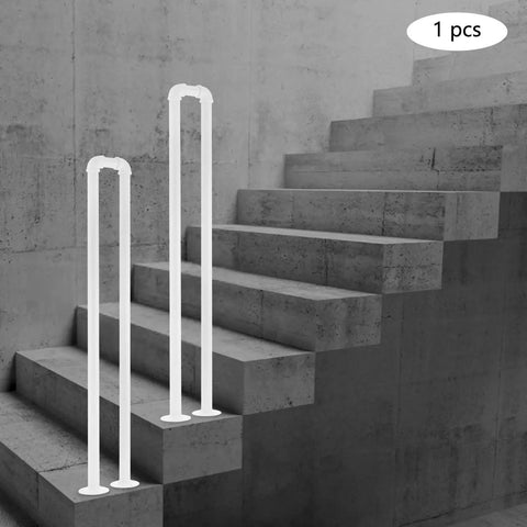 Heavy Duty U Shape Stair Handrail With Industrial Finish on concrete steps providing secure grip and stability.