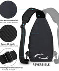 Mens Sling Pack With Upgraded Type C Charge Port Water Resistant Nylon Crossbody Daypack with adjustable strap and 3D mesh
