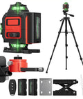 4D 16 Line Laser Level With 4x360 Degree Coverage Self Leveling Green Beam Pro Grade Tripod And Remote Cross Line Construction Tool For Flooring Renovations And Home Projects, on tripod