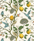 Blue Bird Peel And Stick Wallpaper With Fresh Lemon Tree Pattern Self Adhesive And Removable Waterproof Prepasted Contact Paper For Walls 17.7In By 9.8Ft Matte Textured Finish And Repositionable with blue birds and lemons