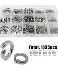 Stock Up With This Huge 1035 Piece Assortment Of 304 Stainless Steel Spring Split Lock Washers In Sizes M1.6 Through M16 That Are Super Durable Rust Proof And Ready For All Your Projects.
