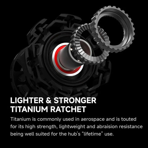 Lighter, stronger titanium ratchet of Hyper 3 Road Bike Carbon Spoke Wheelset 700C Ultralight Disc Clincher Tubeless