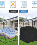 Outdoor Papasan Chair Cover Waterproof 41 Inches Wide 45 Inches Deep 31 Inches High Heavy Duty 420D Oxford Fabric on chair