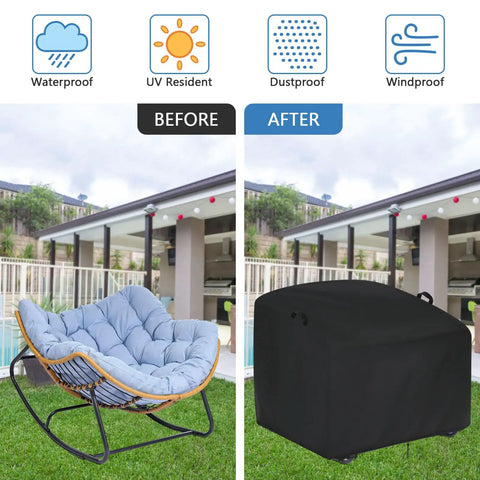 Outdoor Papasan Chair Cover Waterproof 41 Inches Wide 45 Inches Deep 31 Inches High Heavy Duty 420D Oxford Fabric on chair