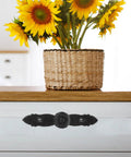 Vintage Cast Iron Drawer Pull Set For Cabinets And Furniture Drawers Retro Kitchen Cupboard Hardware on white drawer with sunflowers
